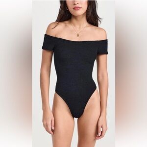 NWOT HUNZA G GRACE ONE-PIECE SWIMSUIT BLACK WOMEN'S ONE SIZE $280